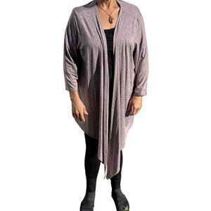 Zuda Heathered Gray Wrap Cardigan 2X Tie Front Dolman Sleeve Athleisure